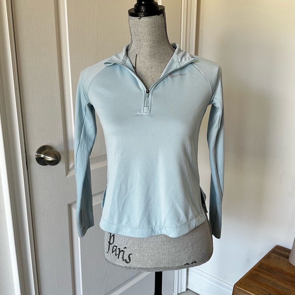 Nike Dri-FIT Half Zip Long Sleeve Top Light Blue Size M